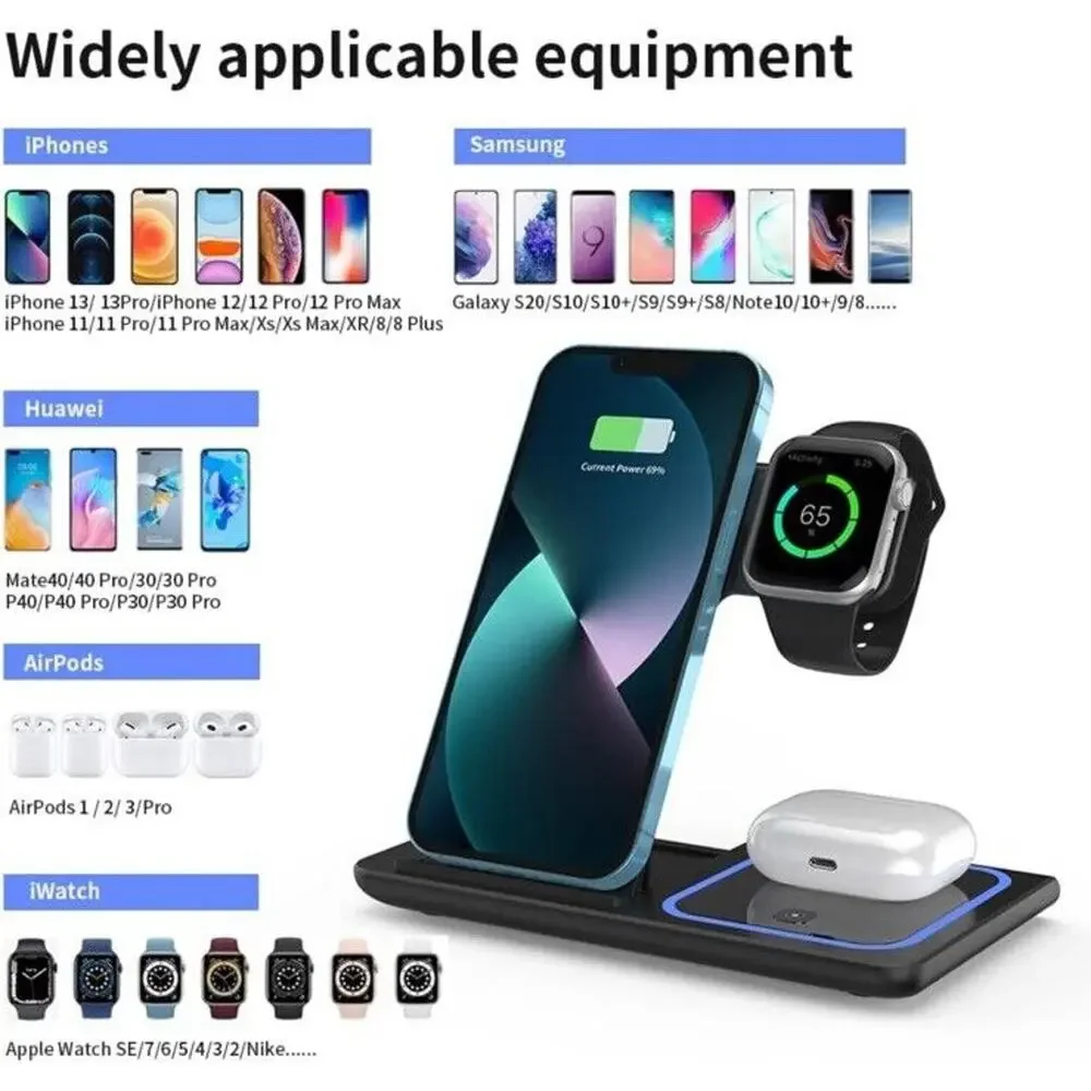 🔥Wireless 3 In 1 Charging Station (Black) NWT🔥